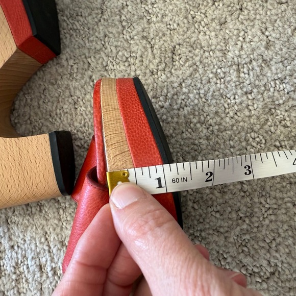 ROBERT CLERGERIE Leather Wood‎ Platform Ankle Strap Heels Sandals Women 5.5 - Picture 10 of 11